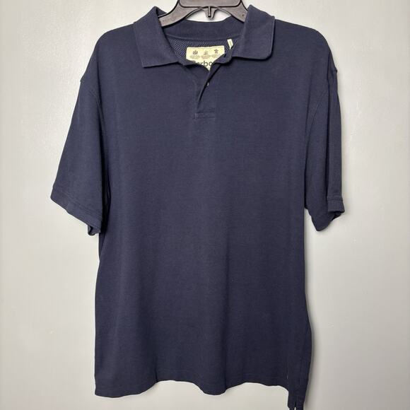 Barbour Men’s Navy Polo Collar Short Sleeve Shirt Blue XL Extra Large Golf - Picture 1 of 6